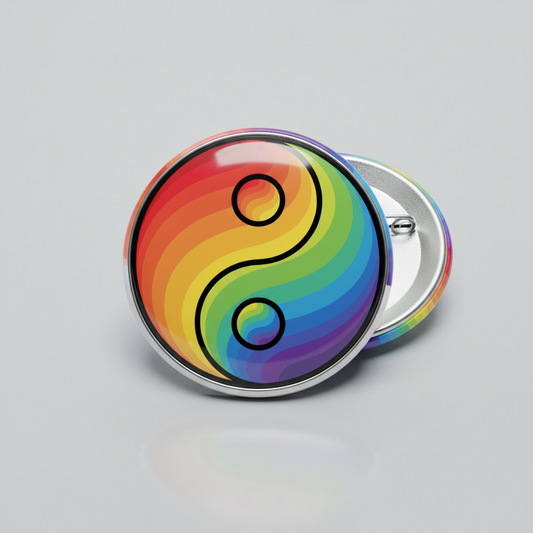 Rainbow Ying Yang Pinback 2.25-inch