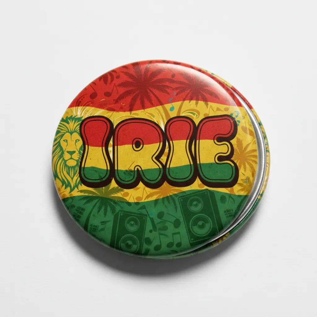 Rasta Irie Flag Jamaican Calypso Reggae Pinback 2.25-inch - My Pinbacks