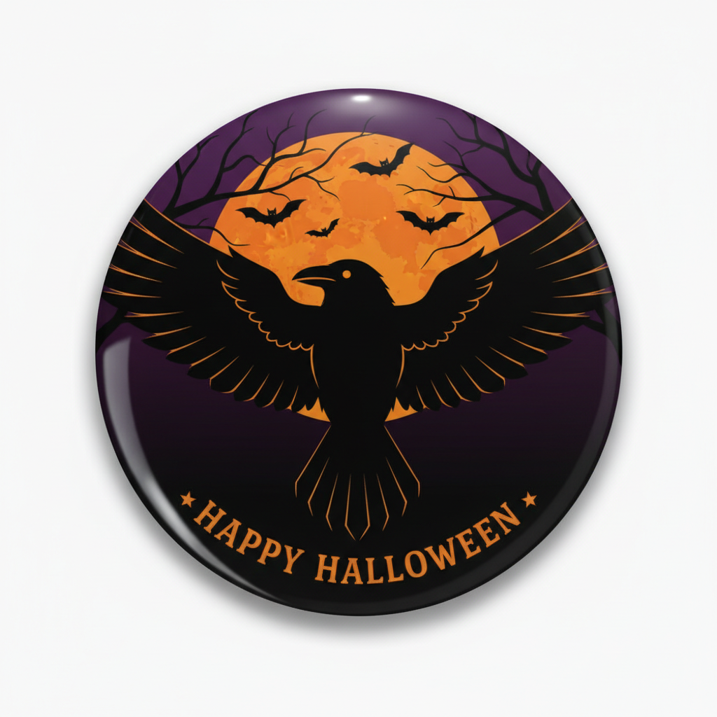 Raven Happy Halloween Pinback 2.25-inch