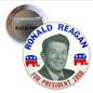 1.25-inch Ronald Reagan 1980 pinback button with portrait and campaign text