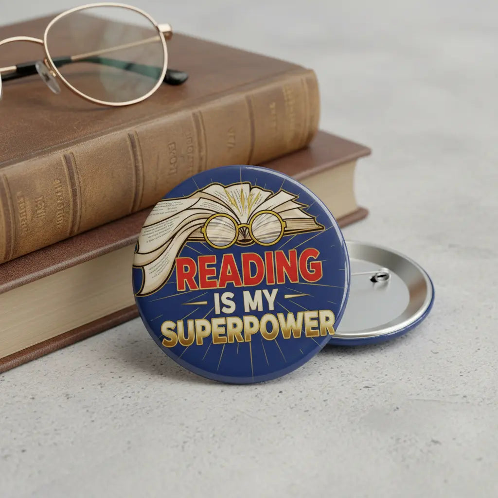 Reading Is My Superpower Pin Button 2.25-inch - mypinbacks.com