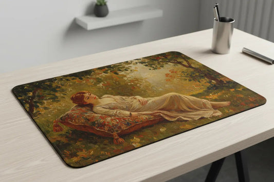 Reclining With Blue Cushion Mousepad - My Pinbacks