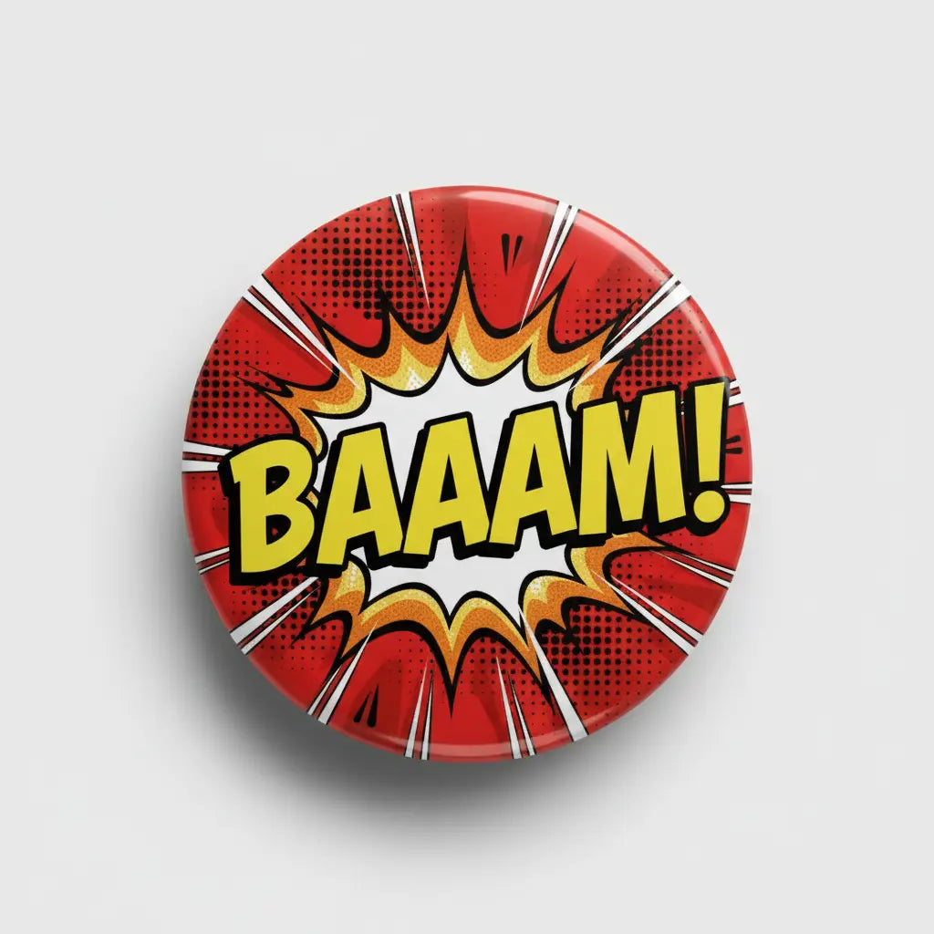 Red Comic Book Baaam Pinback 2.25-inch