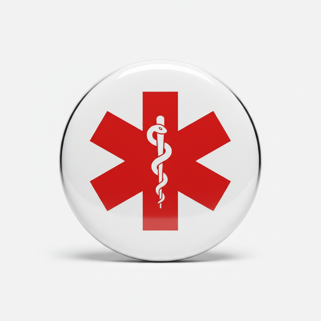 Medical Alert Symbol Sign Health Emergency Pinback 2.25-inch