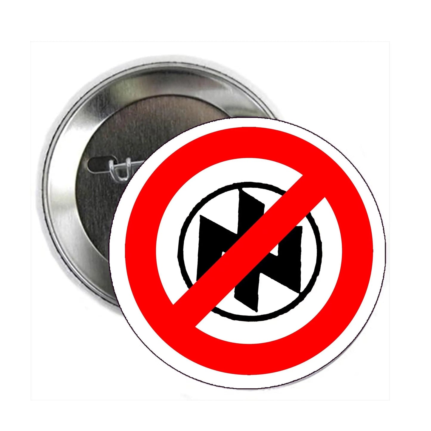 Red Slash Against Fascism Pinback Button 2.25-inch - My Pinbacks