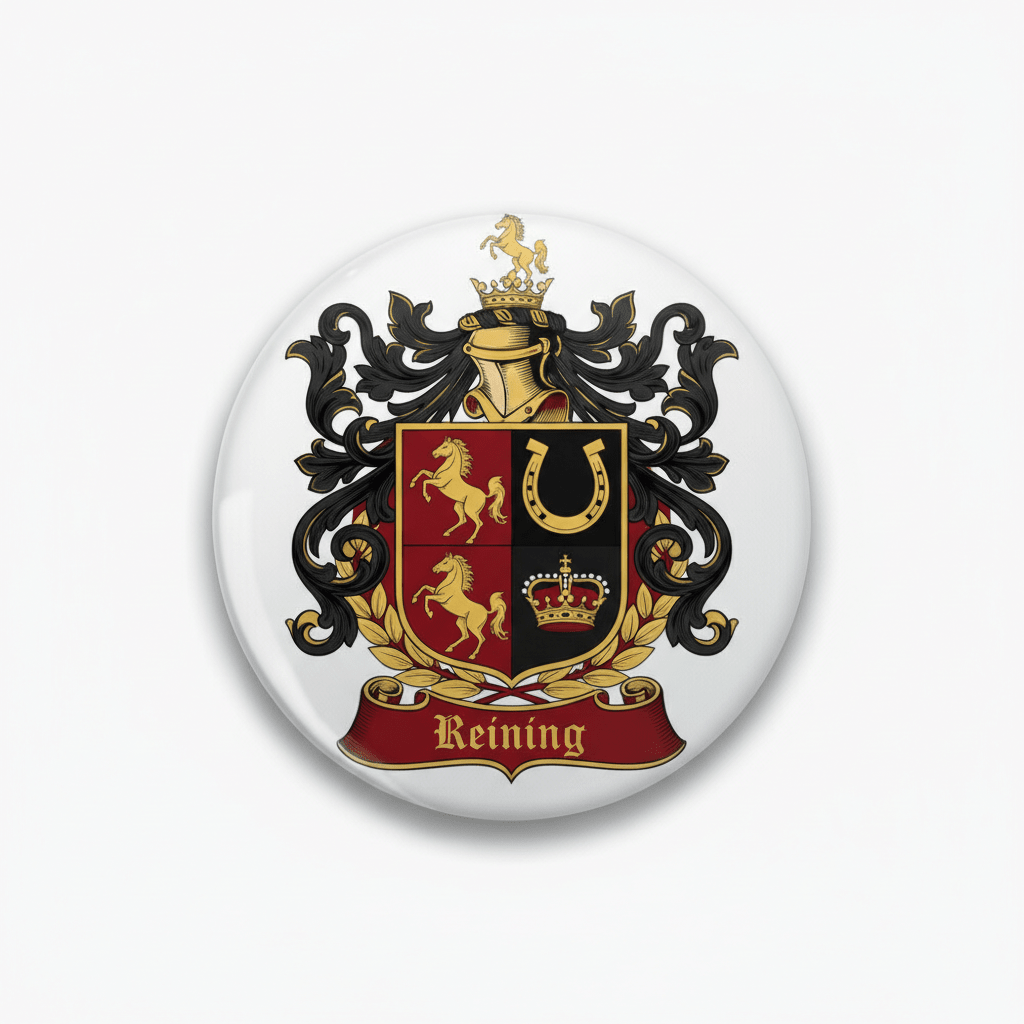 Reining Family Crest Coat Arms Pinback 3-inch - My Pinbacks