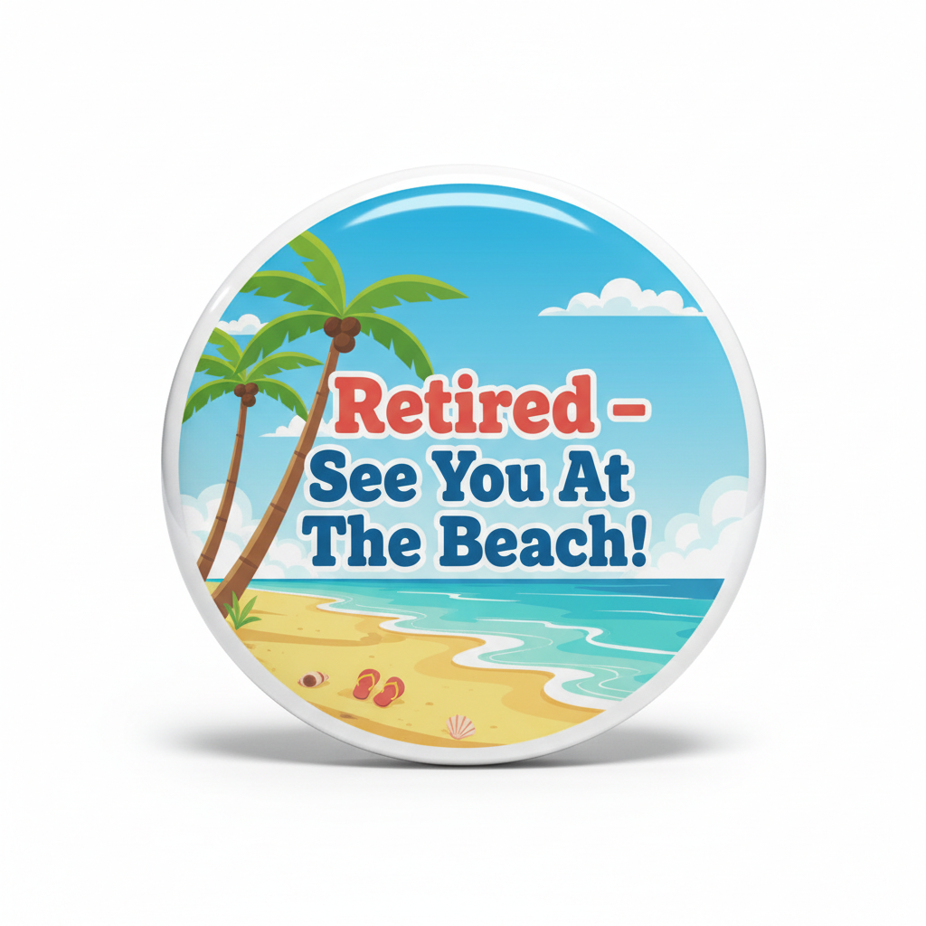 Retired See You At The Beach Pinback 2.25-inch