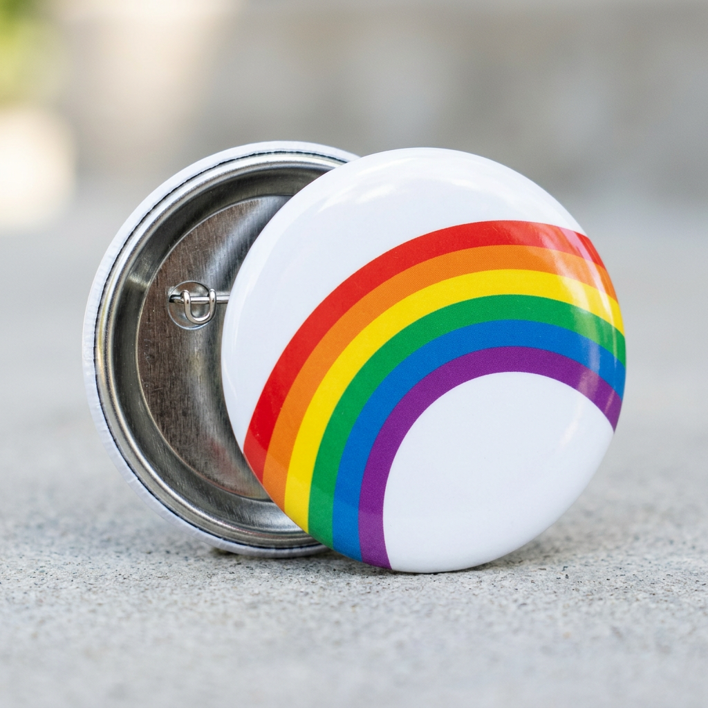 Retro Rainbow Pin Button 2.25-inch