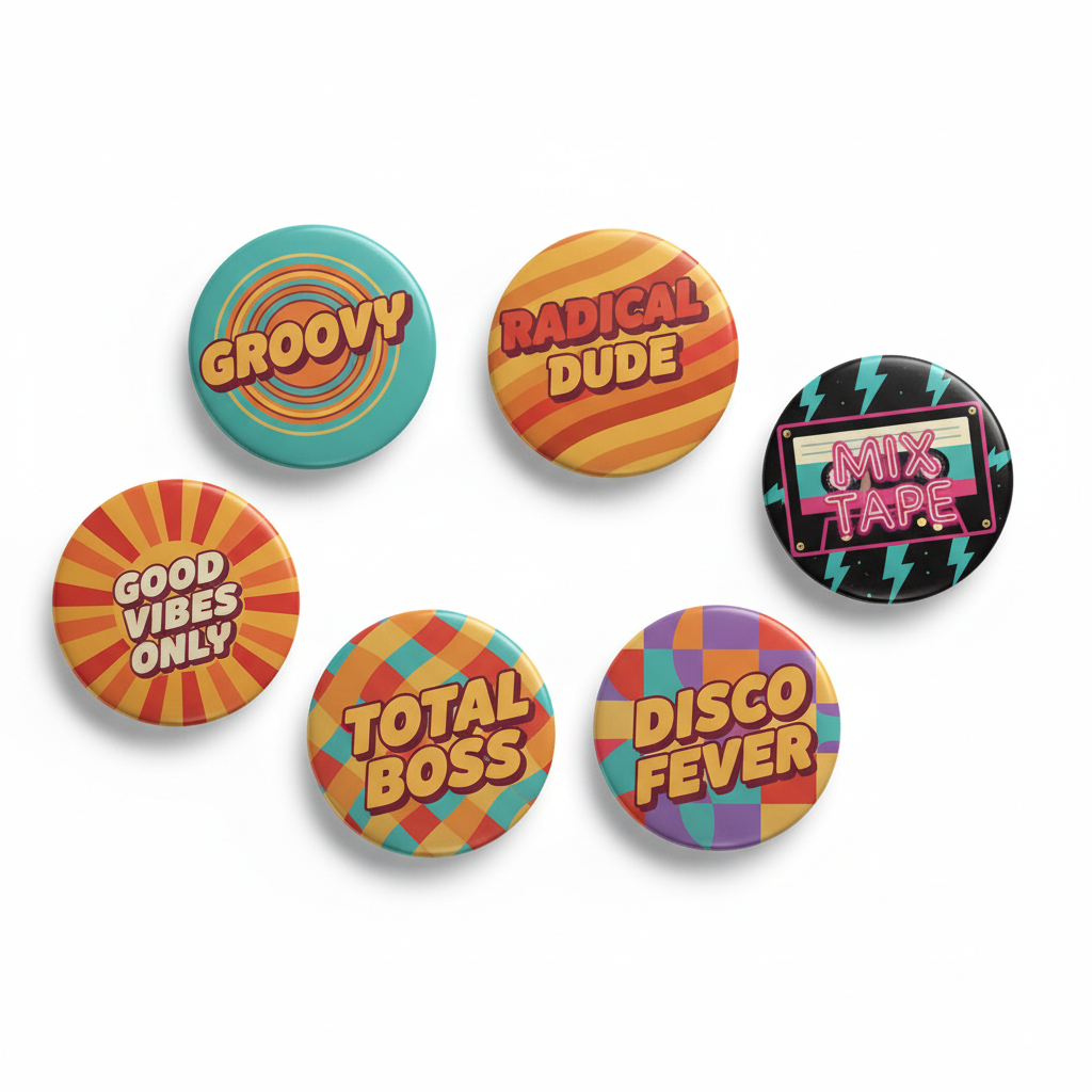 Retroactv Pinback Button 1.25-inch 6 Pcs