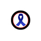 2.25-inch ribbon pin with blue awareness ribbon and black border