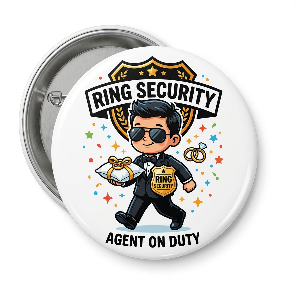 Funny Ring Security Wedding Favor Kid Pin Button 2.25-inch