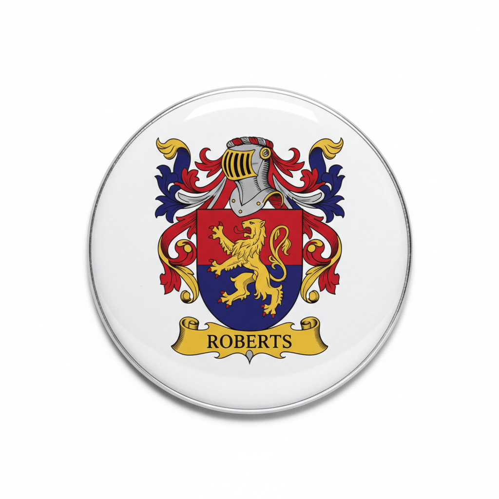 Roberts Family Crest Coat of Arms Pinback 3-inch - My Pinbacks