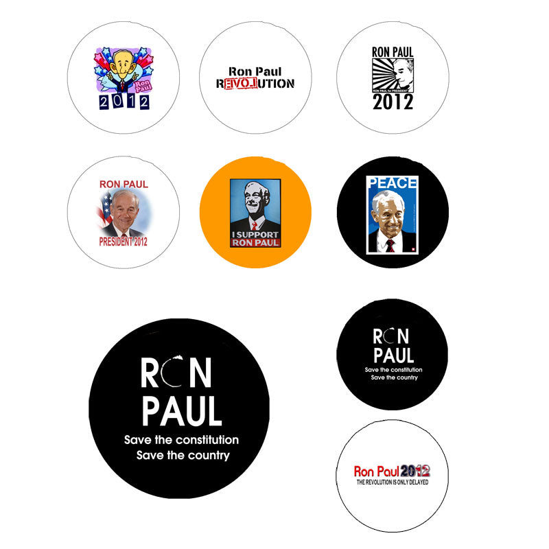 Lot de 9 badges Ron Paul 1,25"