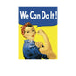 Acrylic magnet with Rosie the Riveter in blue, 'We Can Do It!' slogan