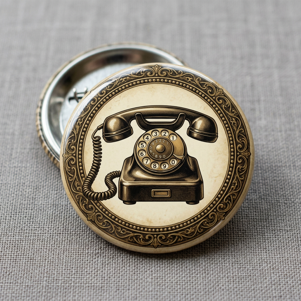 Rotary Phone Pin Button 2.25-inch Antique