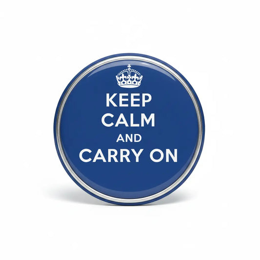 Royal Blue Keep calm and Carry on Pinback 2.25-inch
