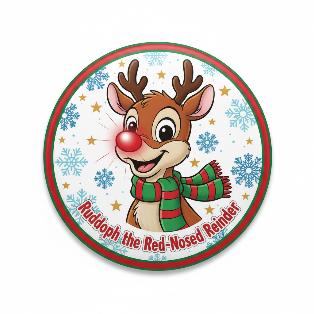 Rudolph the Red Nosed Reindeer Pin Button 2.25-inch