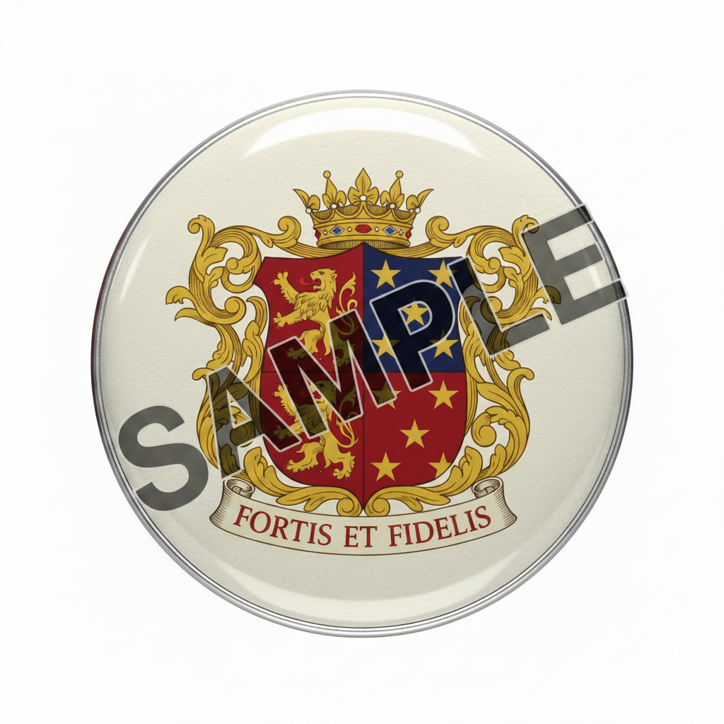 Guery Family Crest Coat of Arms Pinback 