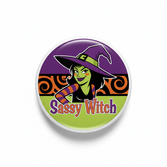 Sassy Witch Halloween Pinback 2.25-inch