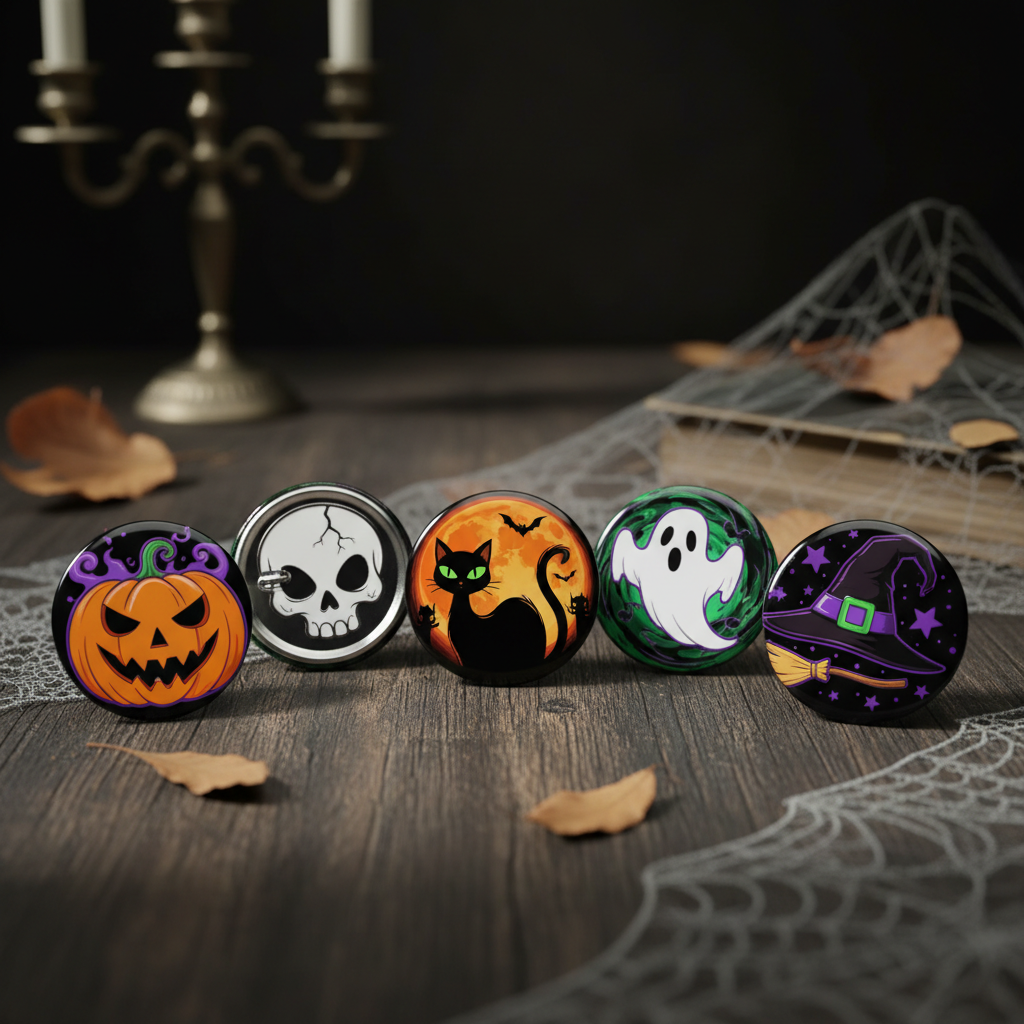 Scary Halloween Pin Pinback 1.25-inch 5 Pcs