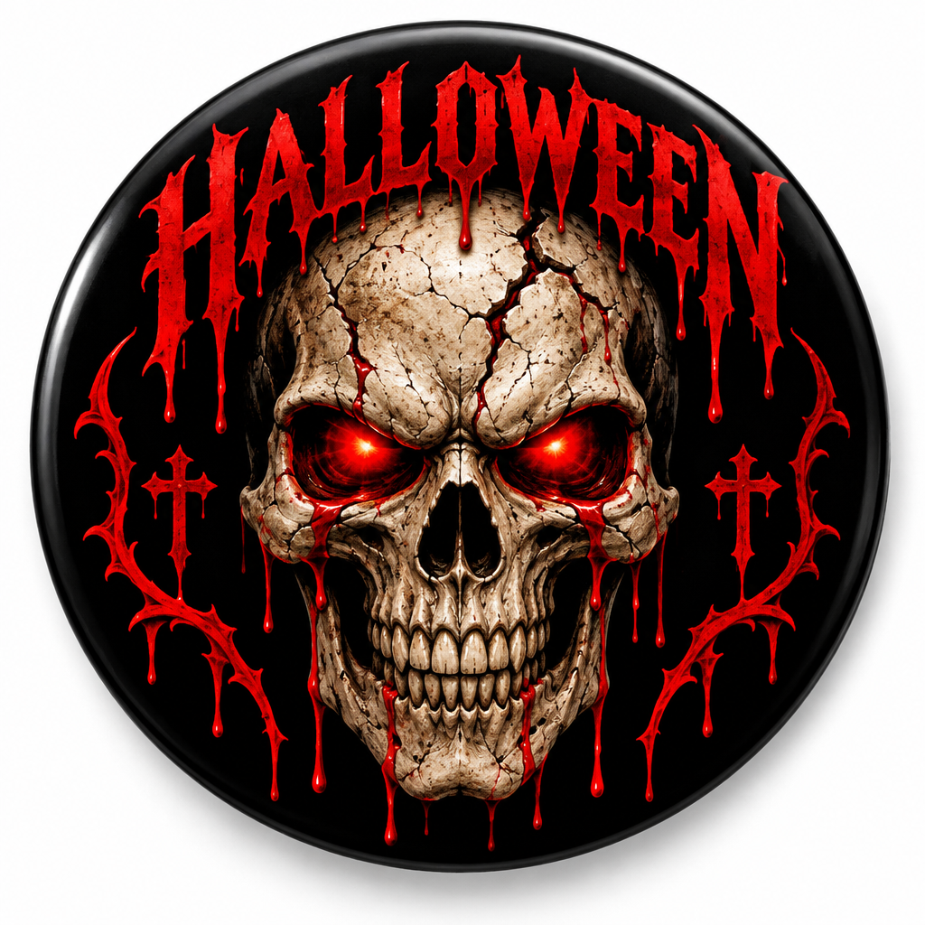 Scary Skull Pinback 2.25-inch