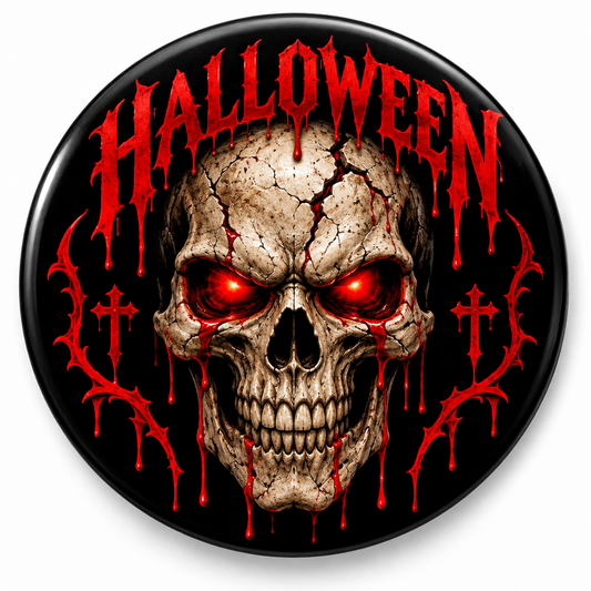 Scary Skull Pin Button 2.25-inch