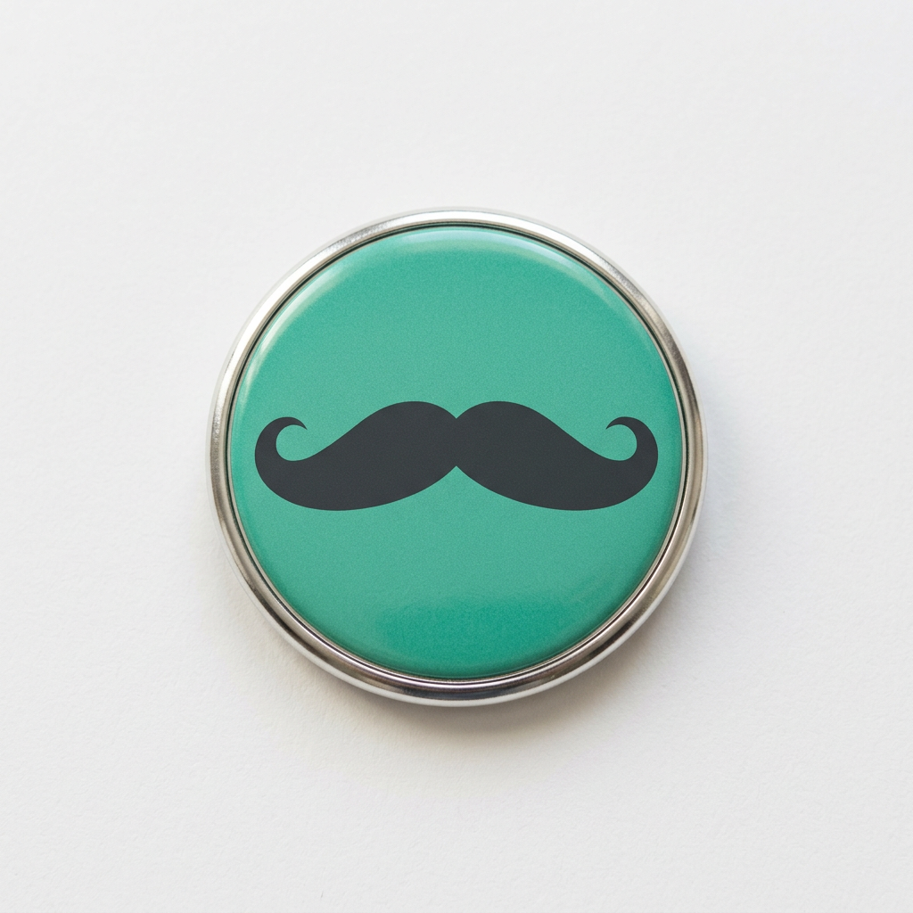 Sea Green Moustache Pin Button 2.25-inch