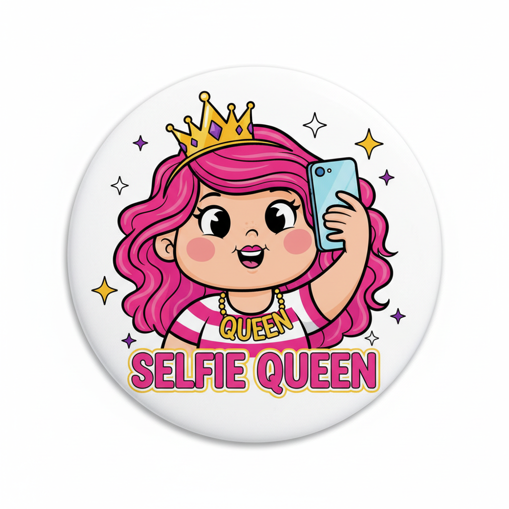 Selfie Queen Button Pinback 2.25-inch