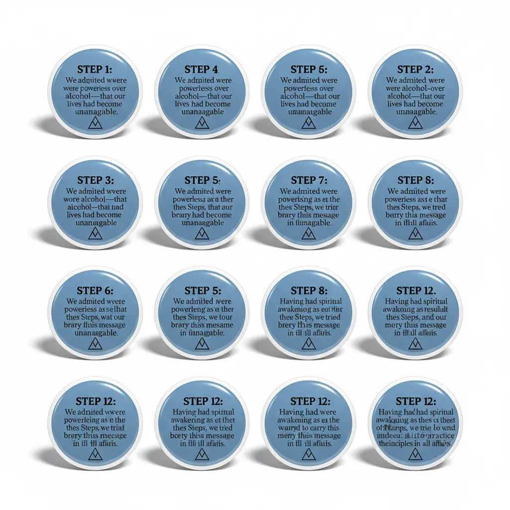 Set 12 Pcs Alcoholics Anonymous Steps Fridge Magnets 2.25-inch - mypinbacks.com