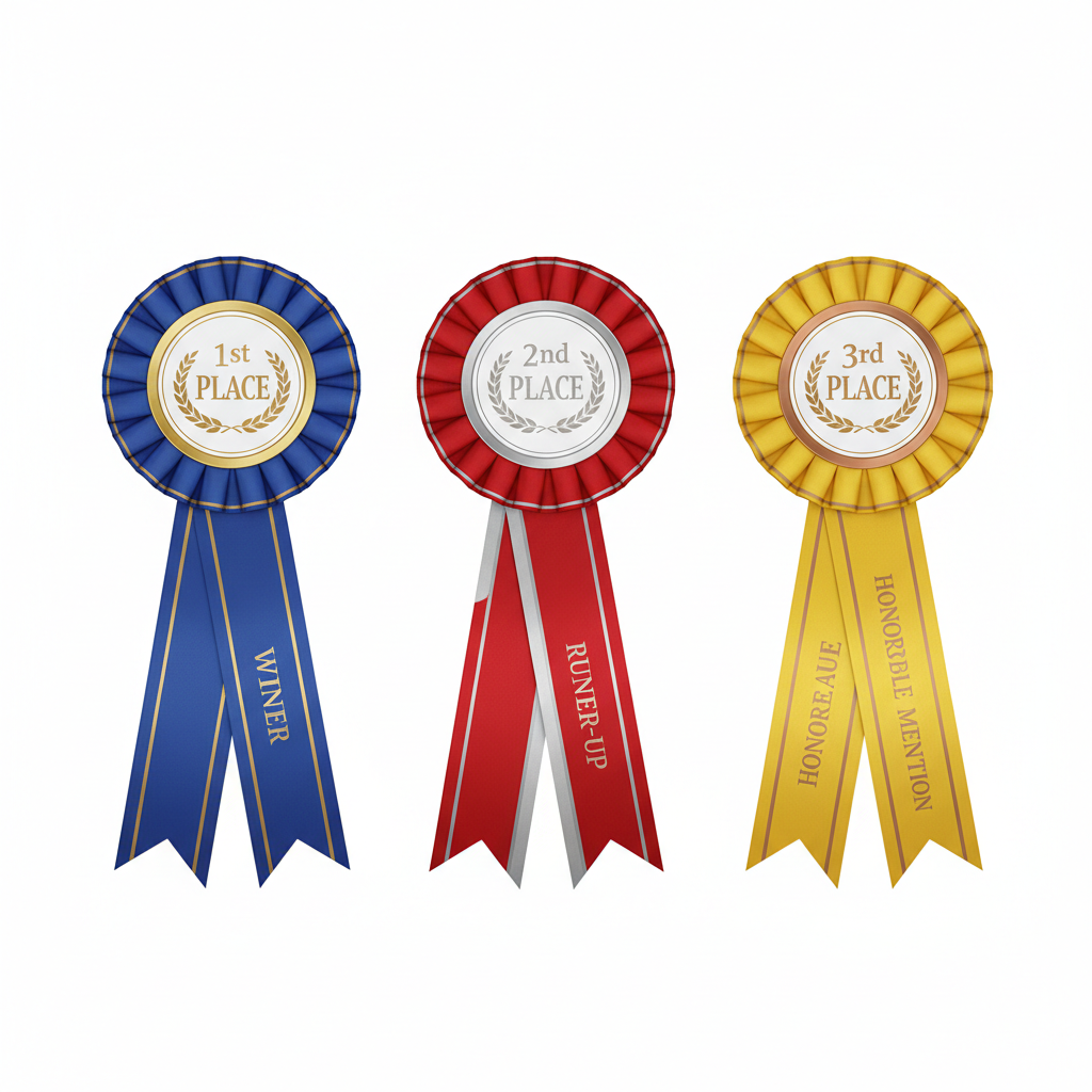Set 3 Award Ribbons 1st 2nd 3rd Place Rosset Ribbon
