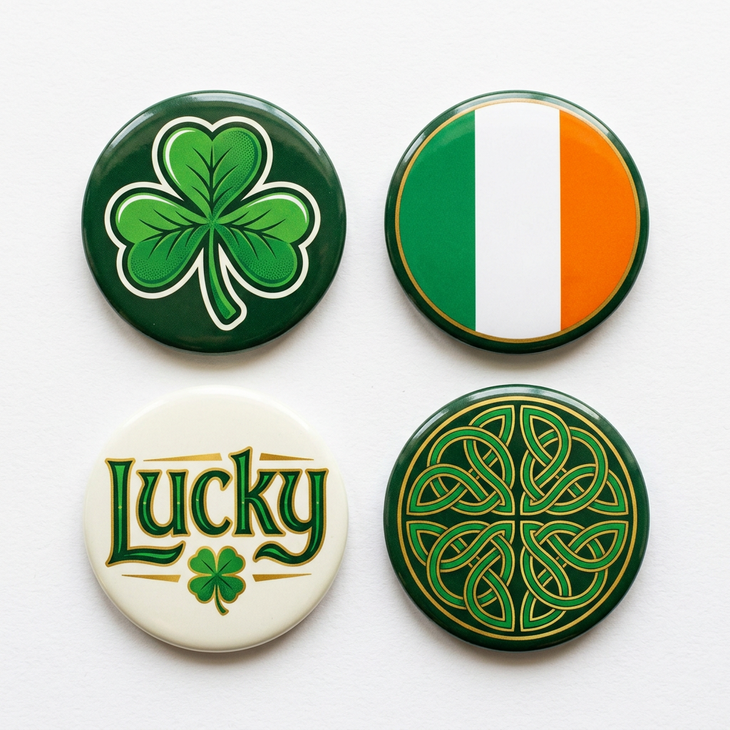 Set 4 Irish Pin Button 2.25-inch