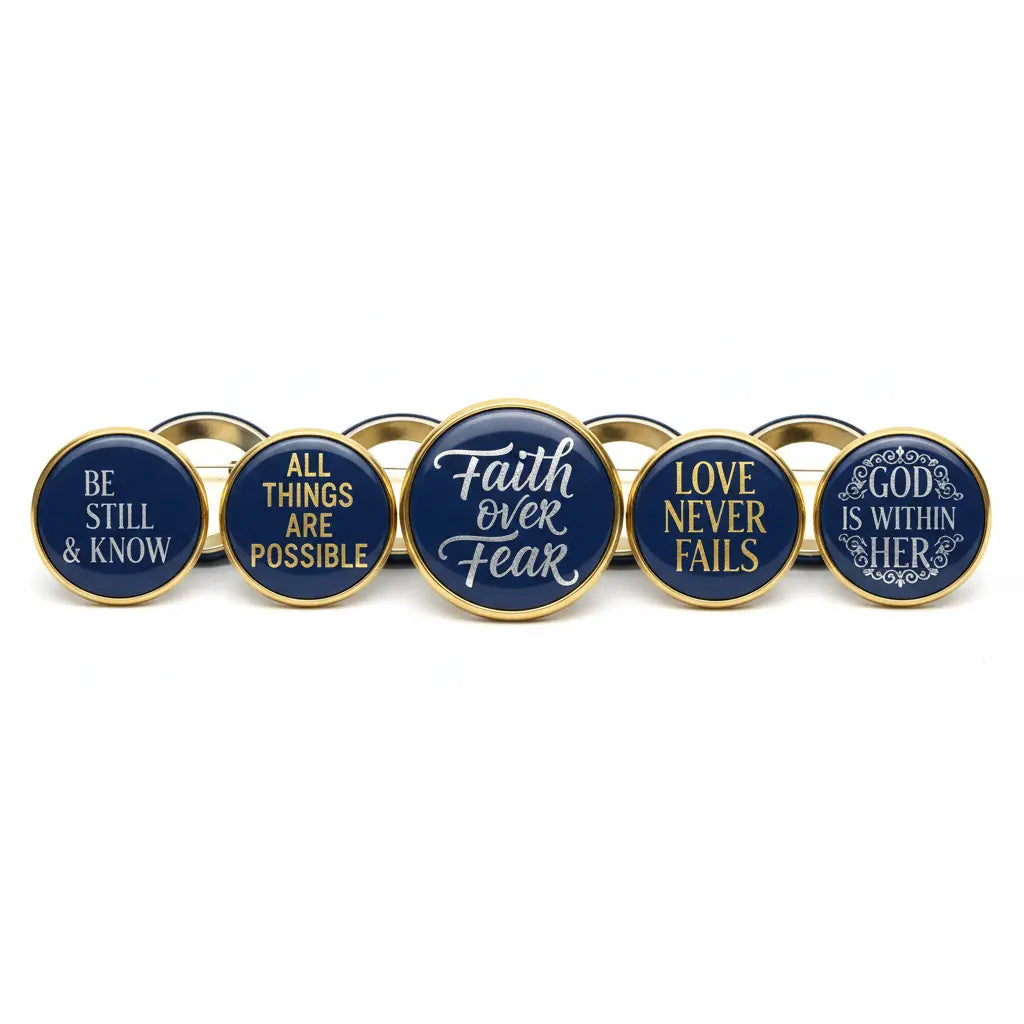Set 5 Bible Verses Quotes Pinback 1.25-inch