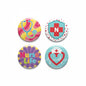 Set of four nurse pinback buttons with stethoscope, N shield, Nurse Life text, heart cross