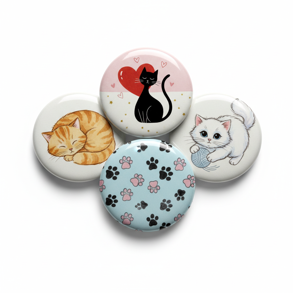 Set of 5 Pcs Cat Lover Pinback 1.25-inch