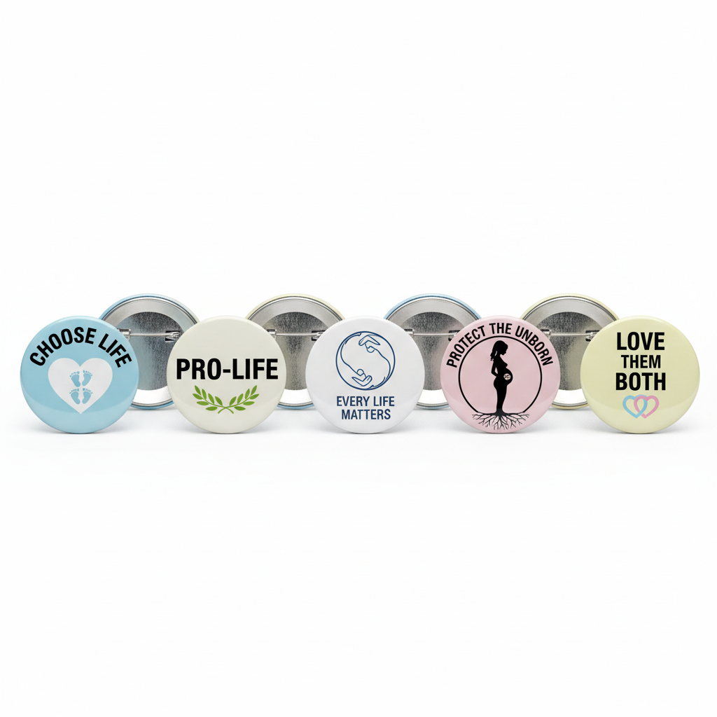 Set of 5 Pcs PRO-LIFE Anti-Abortion Pinback 1.25-inch