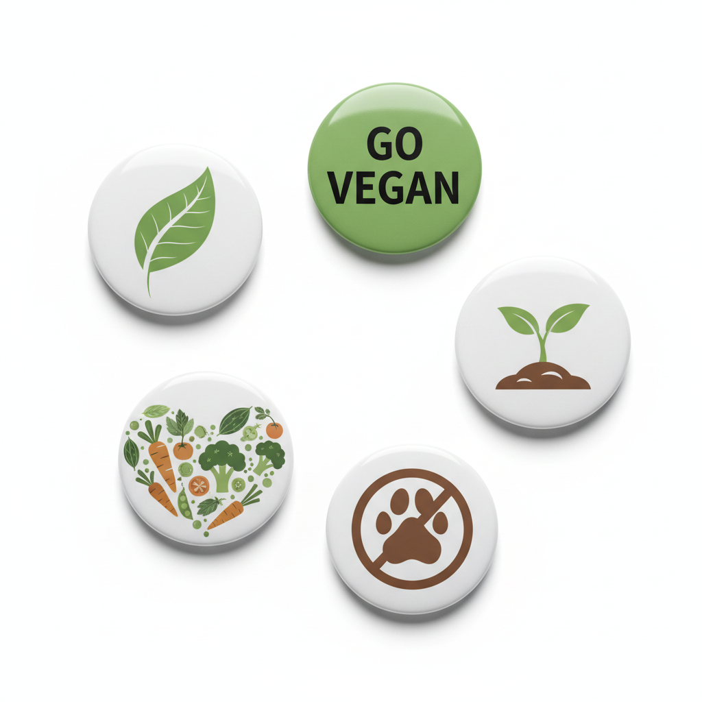 Set of 5 Pcs Vegan Pinback 1.25-inch