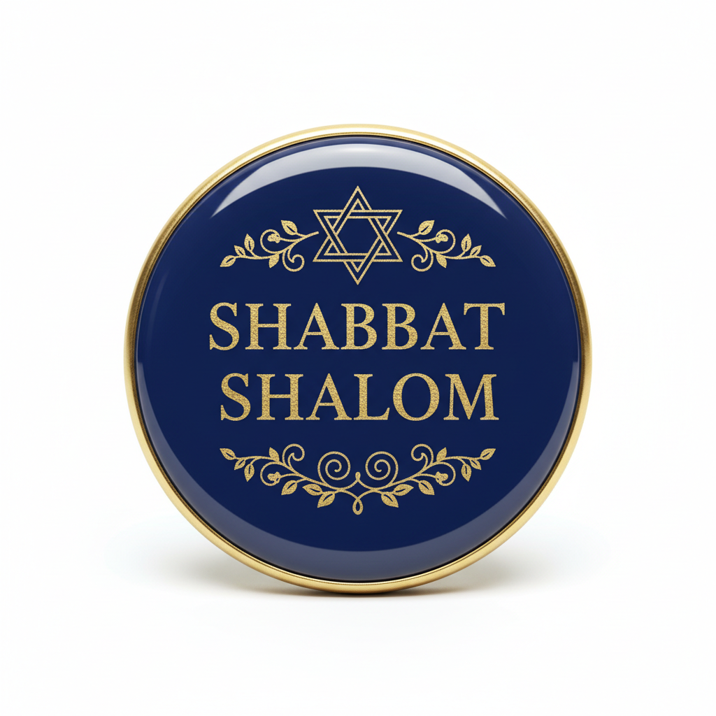 SHABBAT SHALOM Pinback 2.25-inch Mypinbacks.com
