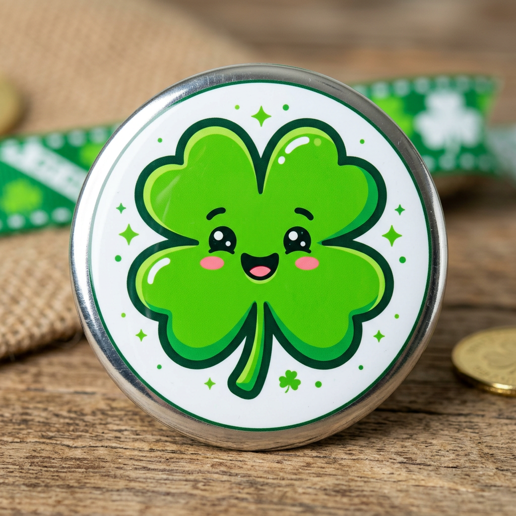 Shamrock Face Pin Button 2.25-inch