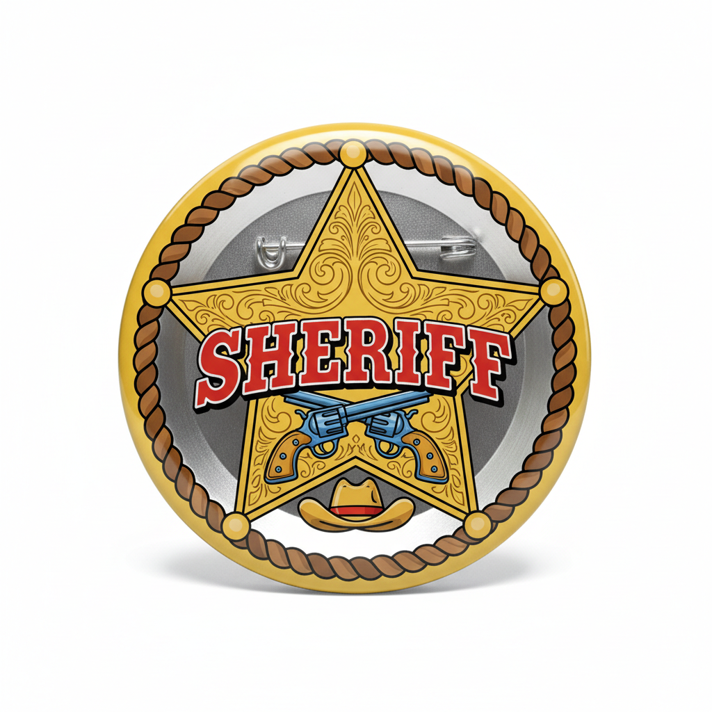 Sheriff Badge Wild West Party Silver Pinback 2.25-inch