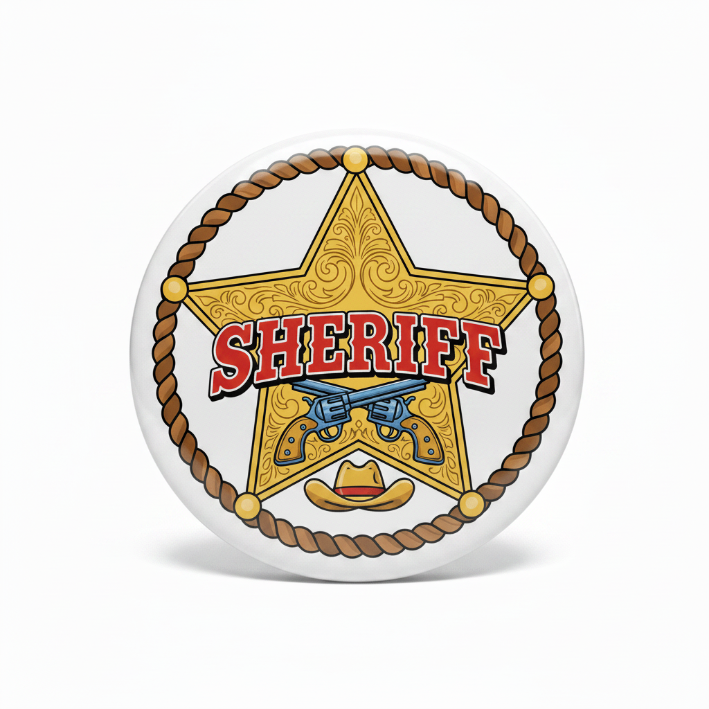 Sheriff Badge Wild West Party Silver Pinback 2.25-inch - My Pinbacks