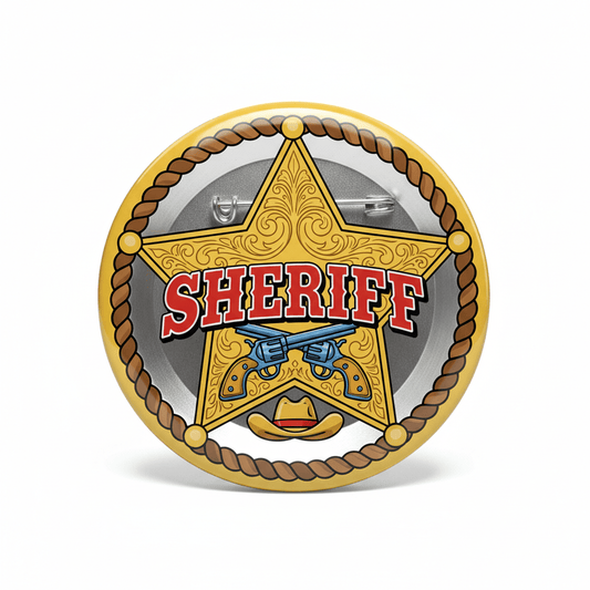 Sheriff Badge Wild West Party Silver Pinback 2.25-inch - My Pinbacks