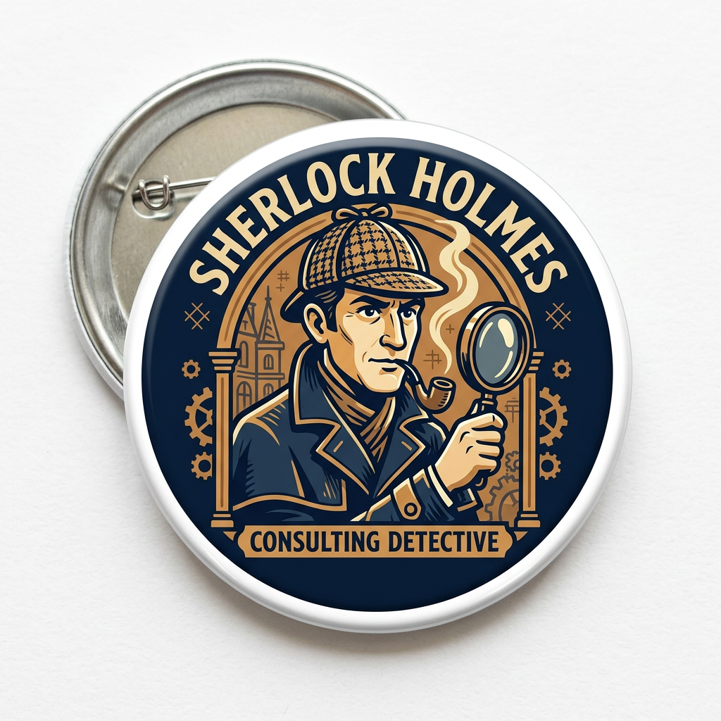 Sherlock Holmes Pin Button 2.25-inch
