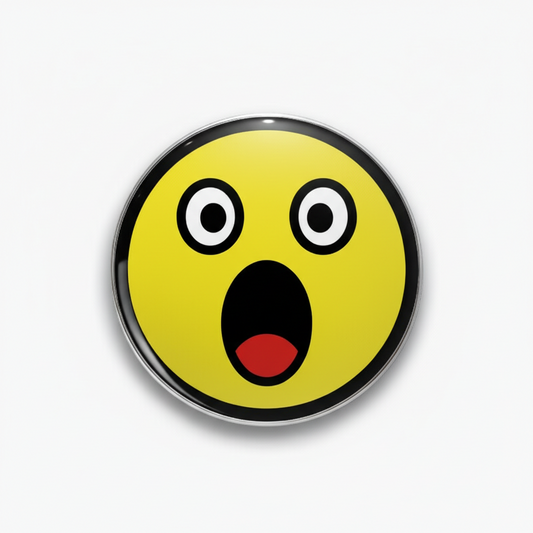 Shocked yellow smiley face Pinback 2.25-inch