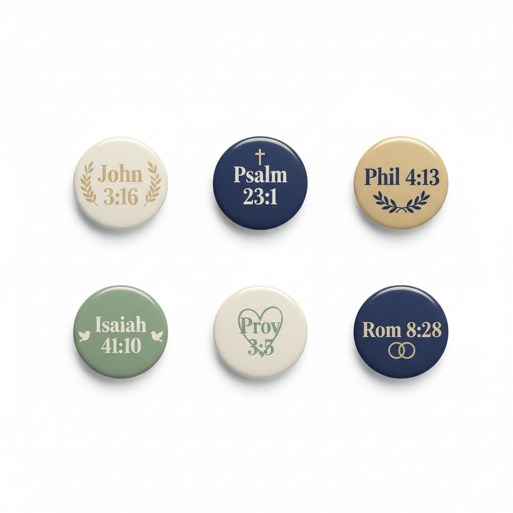 Short Bible Verses Pinbacks 1.25-inch 8 Pcs - My Pinbacks