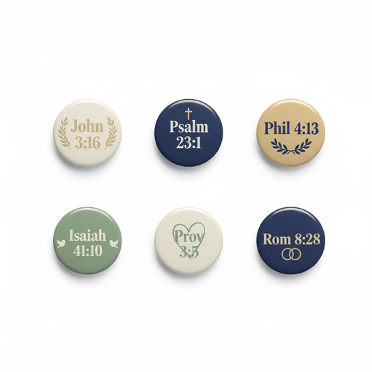 Short Bible Verses Pinbacks 1.25-inch 8 Pcs - My Pinbacks
