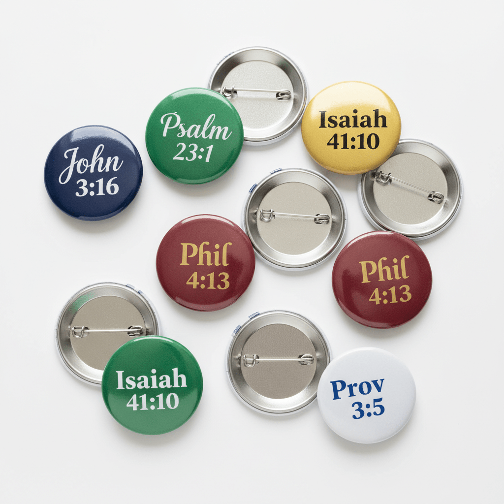 Short Bible Verses Pinbacks 1.25-inch 8 Pcs - My Pinbacks