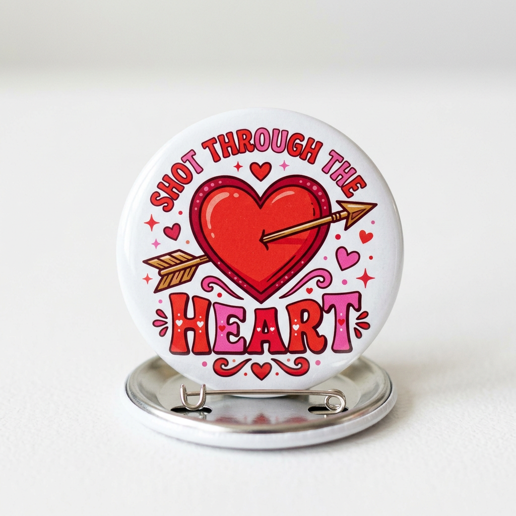 Shot Through The Heart Pin Button 2.25-inch