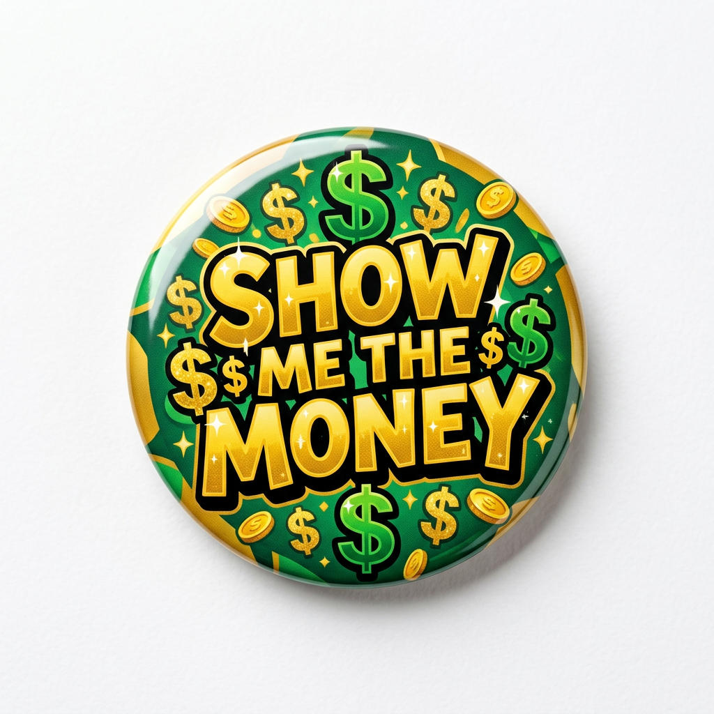 Show me the money Pin Button 2.25-inch