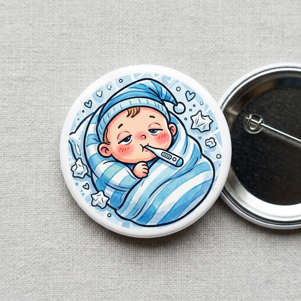 Sick Baby Pin Button 2.25-inch