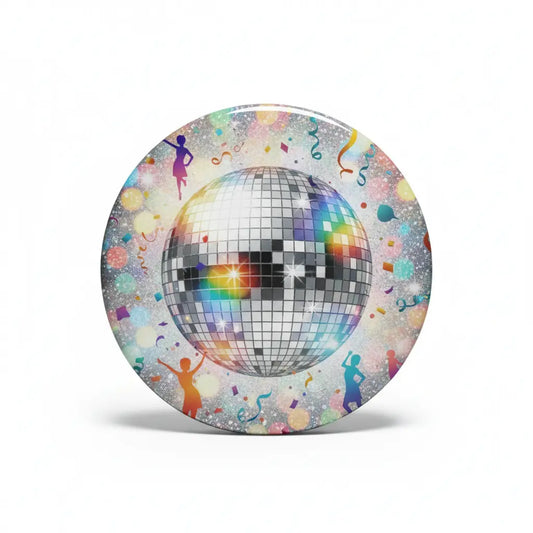 Silver Disco Ball Party Dance Pinback 2.25-inch